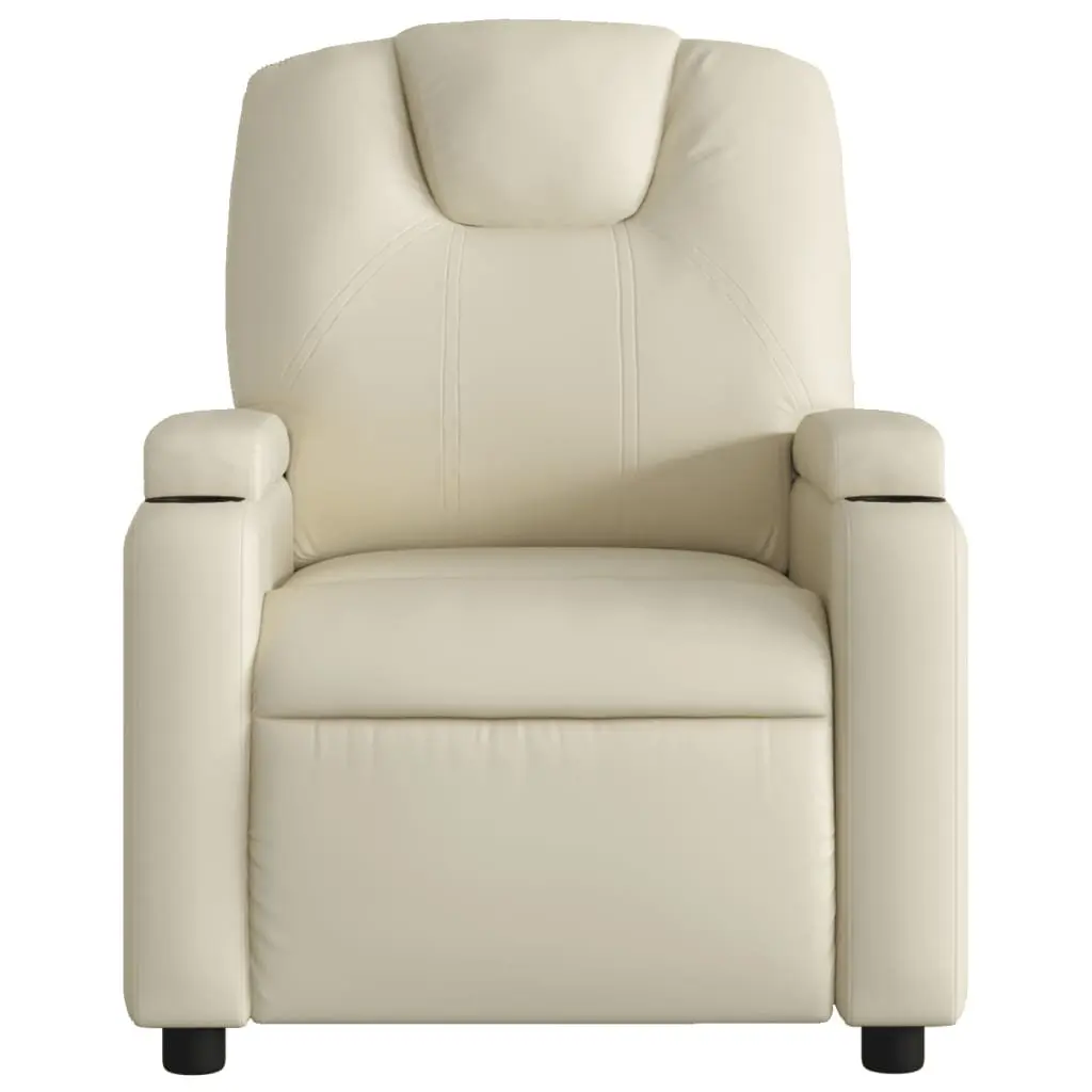 Electric Massage Recliner Chair Cream Faux Leather 135 Degrees Adjustable Armchair