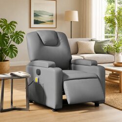 Grey Faux Leather Electric Massage Recliner Chair