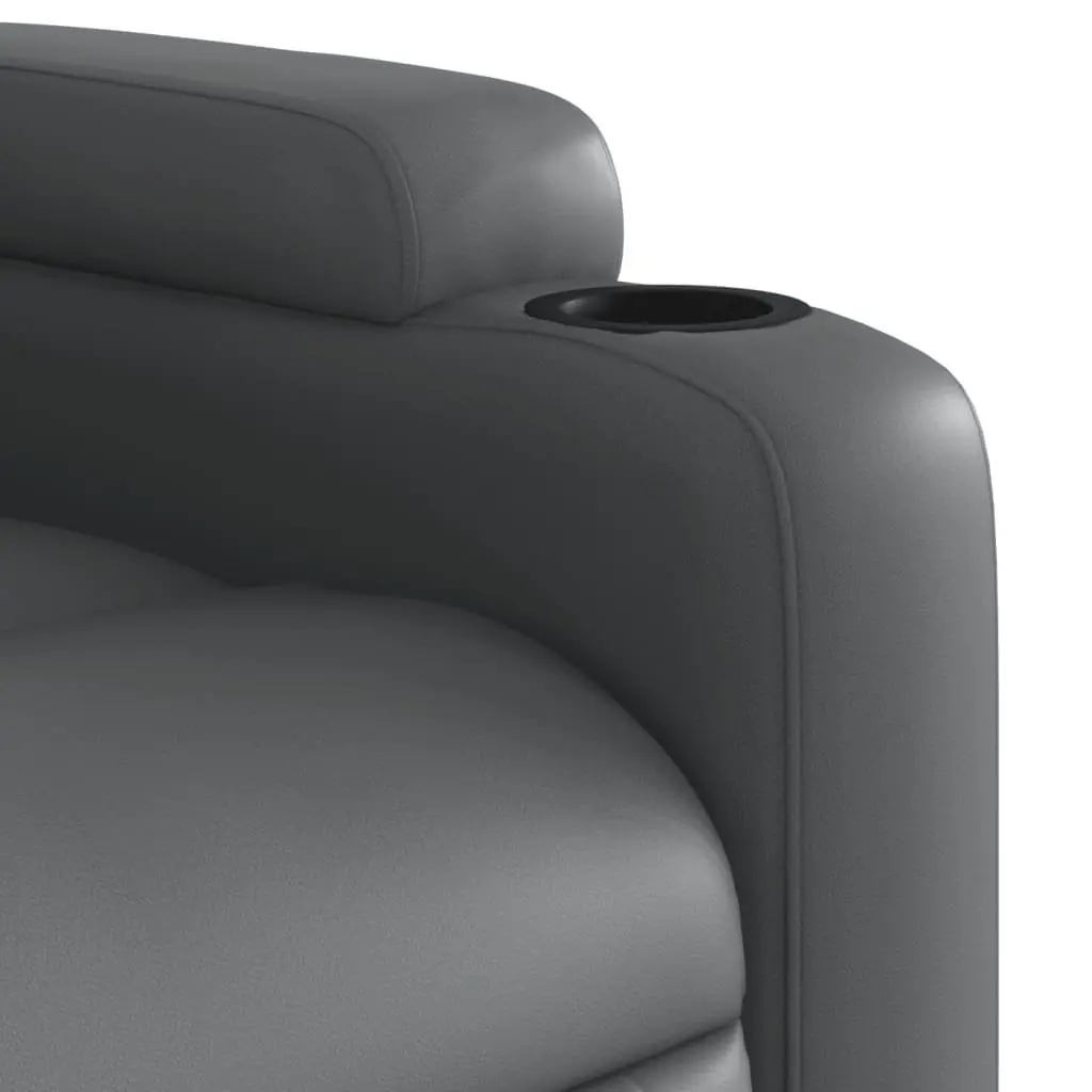 Electric Massage Recliner Chair Grey Faux Leather 135 Degrees Adjustable Armchair