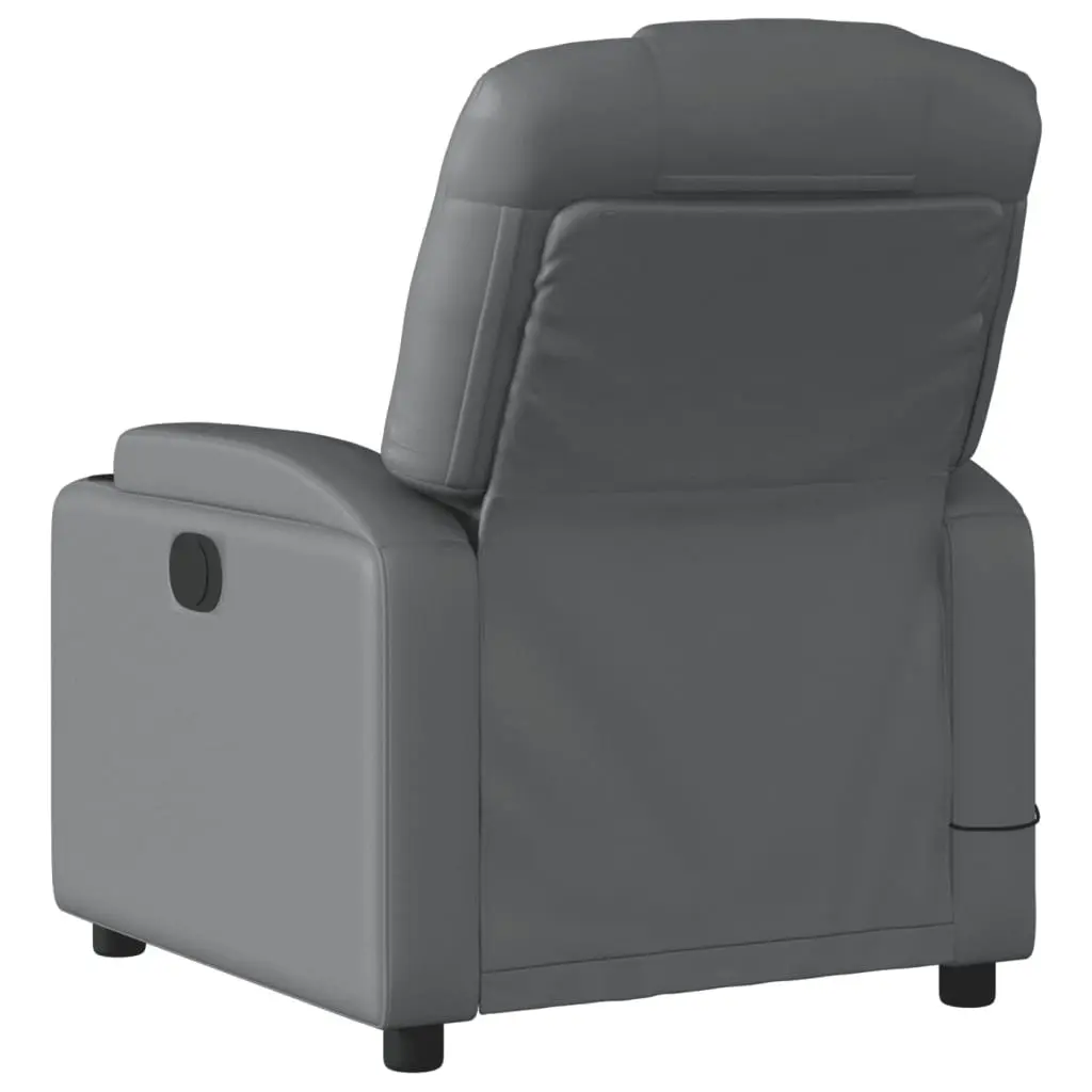 Electric Massage Recliner Chair Grey Faux Leather 135 Degrees Adjustable Armchair