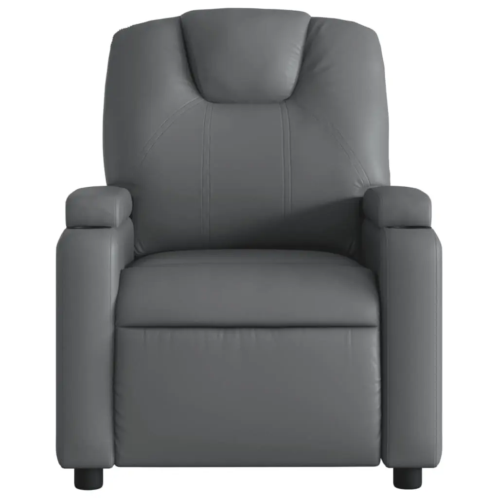 Electric Massage Recliner Chair Grey Faux Leather 135 Degrees Adjustable Armchair