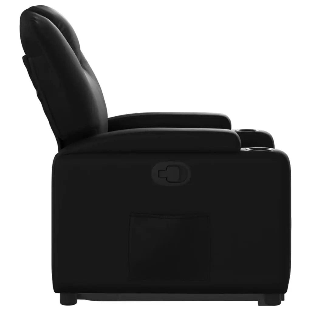 Stand Up Recliner Chair Black Faux Leather Electric Power Lift Armchair