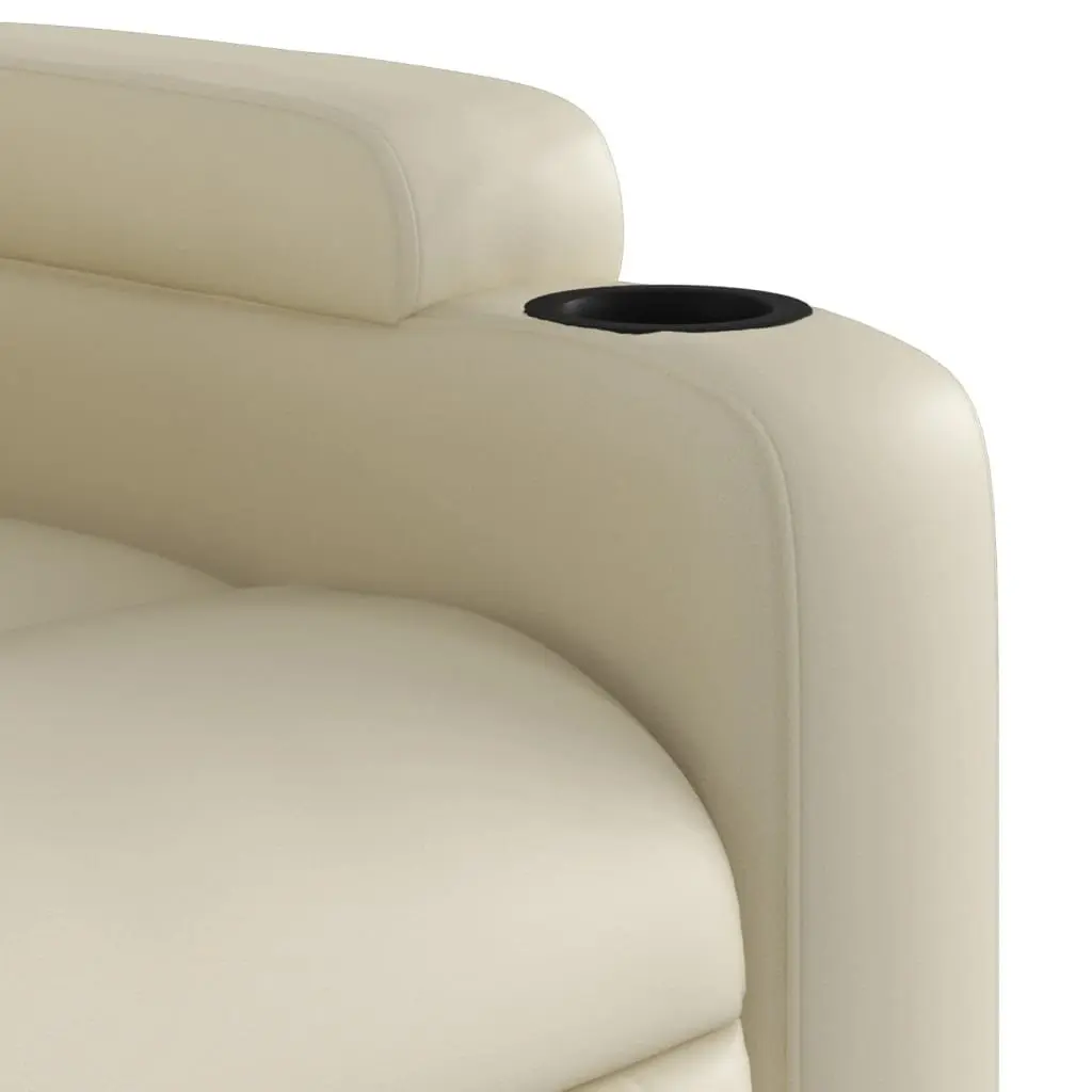 Power Lift Massage Recliner Chair Manual Recline Vibration Cream Faux Leather