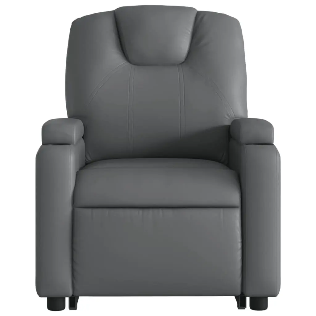 Stand Up Massage Recliner Chair Grey Faux Leather Power Lift Elderly Armchair