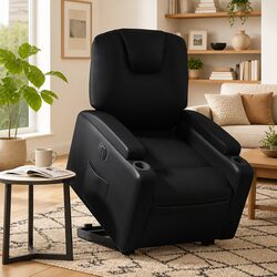 Power Lift Electric Recliner Chair in Black Faux Leather