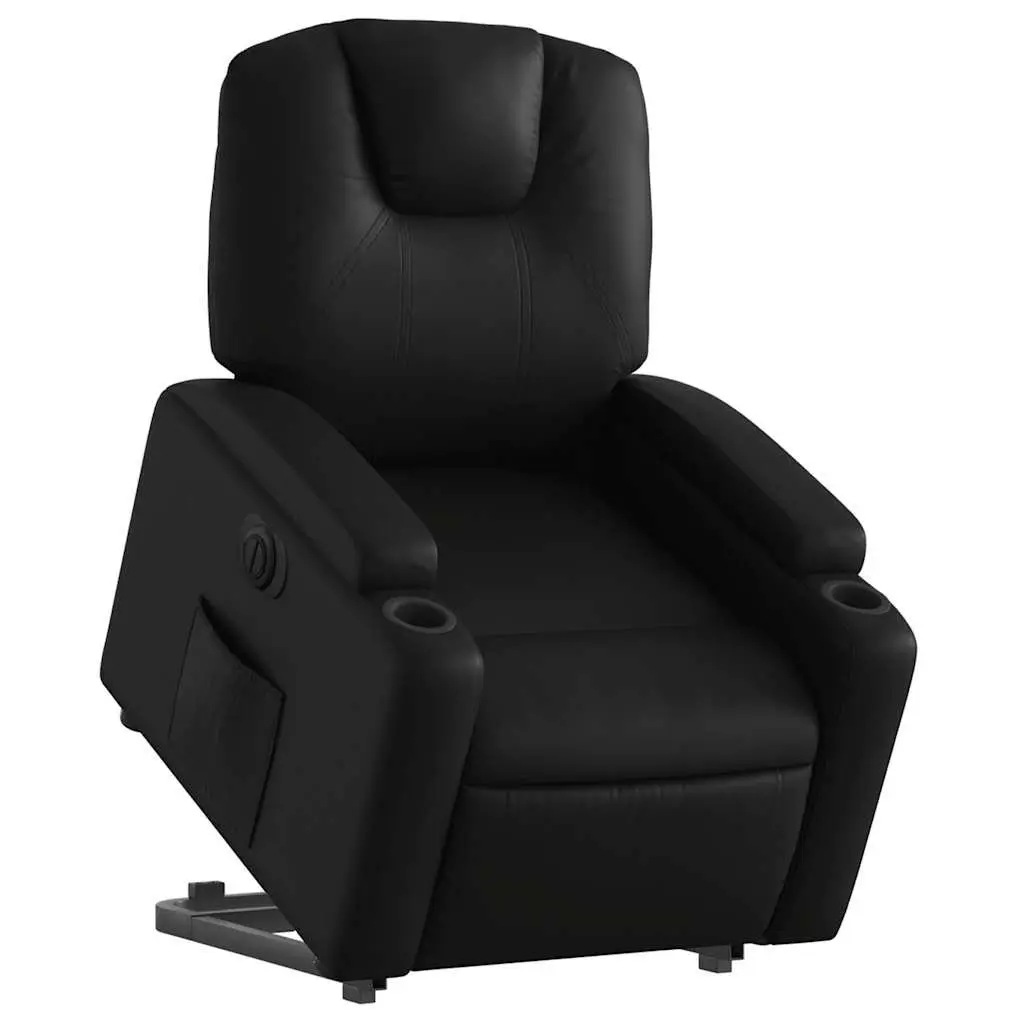 Electric Recliner Chair Black Faux Leather Power Lift Armchair
