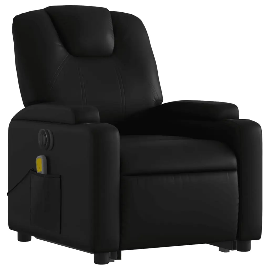 Electric Massage Chair Stand Up Recliner Black Faux Leather 135 Degrees