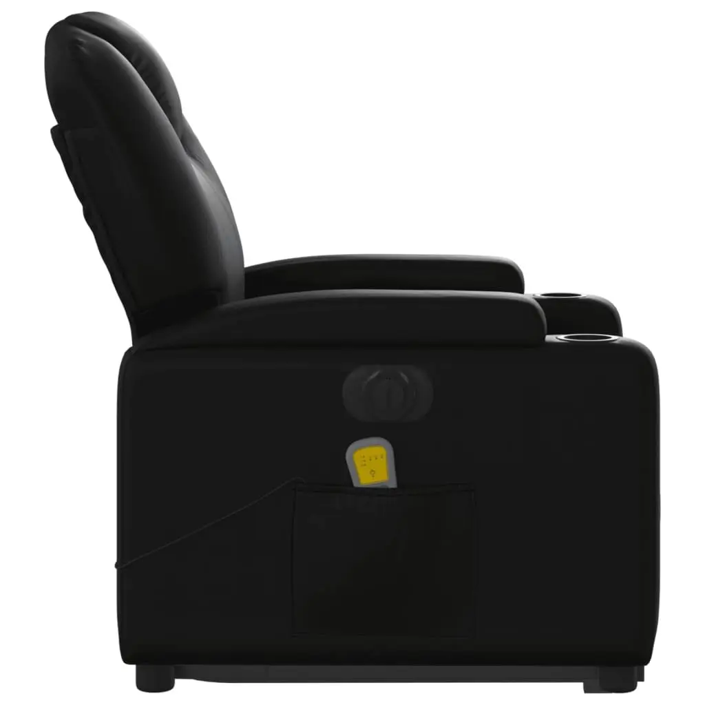 Electric Massage Chair Stand Up Recliner Black Faux Leather 135 Degrees