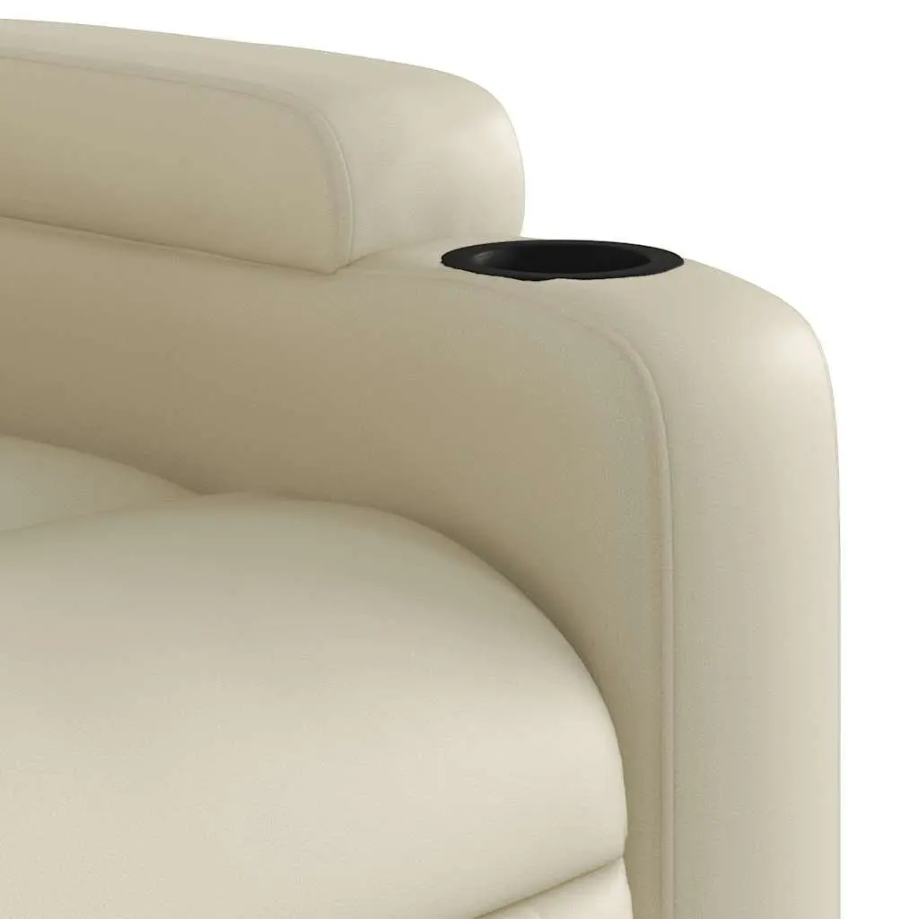 Electric Massage Recliner Chair Cream Faux Leather Power Lift 135 Degrees