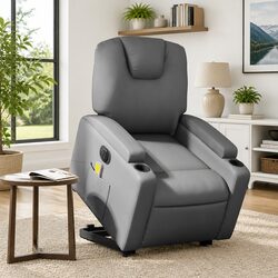 Grey Faux Leather Electric Massage Recliner Chair