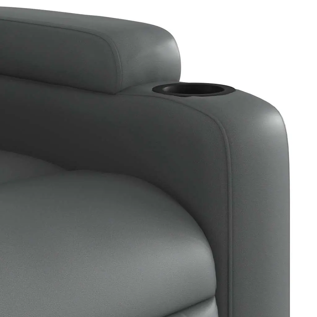 Electric Massage Recliner Chair Grey Faux Leather Power Lift Function