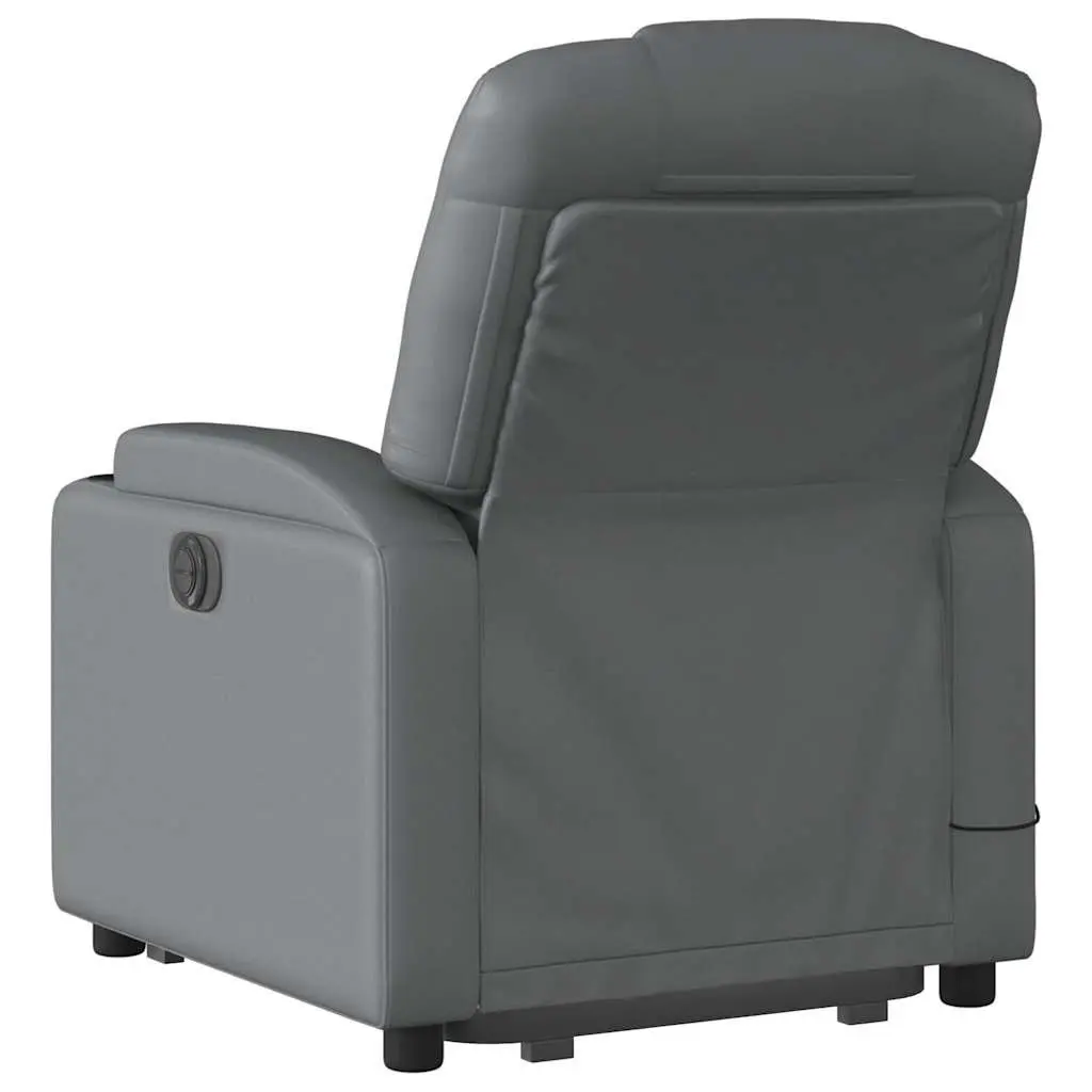 Electric Massage Recliner Chair Grey Faux Leather Power Lift Function