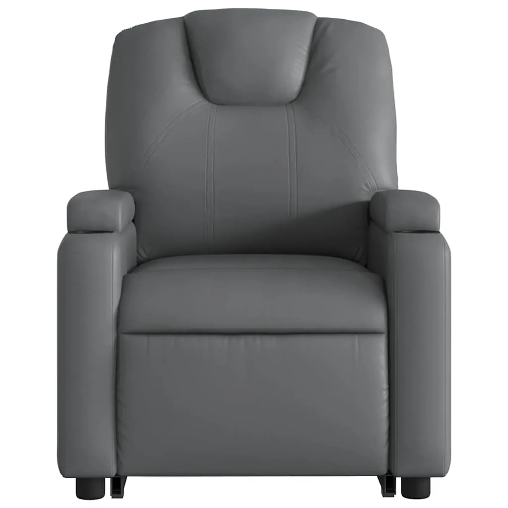 Electric Massage Recliner Chair Grey Faux Leather Power Lift Function