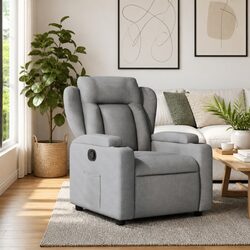 Manual Recliner Chair with Footrest and Cup Holders