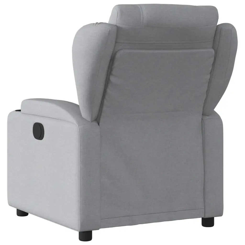 Recliner Chair Manual Reclining Armchair Light Grey Fabric Upholstery Wood and Metal Frame