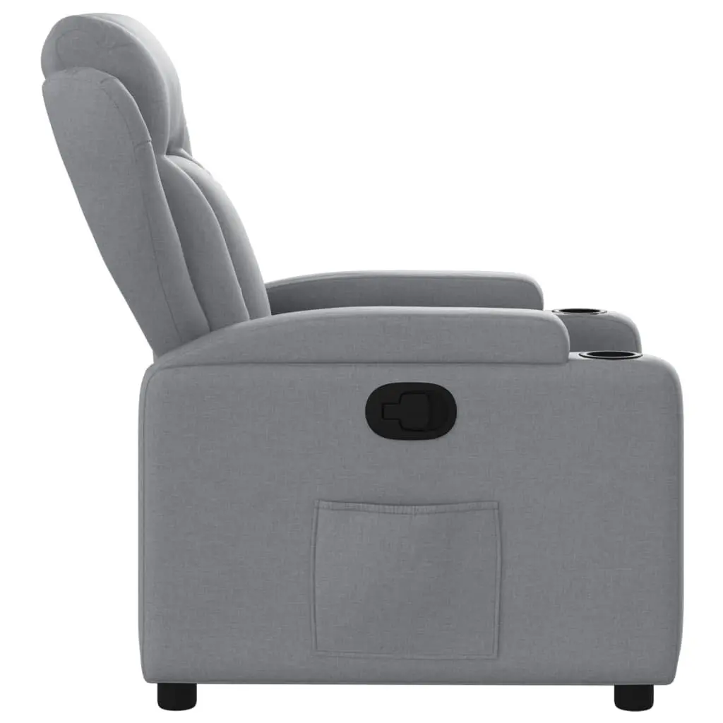 Recliner Chair Manual Reclining Armchair Light Grey Fabric Upholstery Wood and Metal Frame