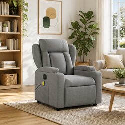 Grey Fabric Massage Recliner Chair with Manual Recline
