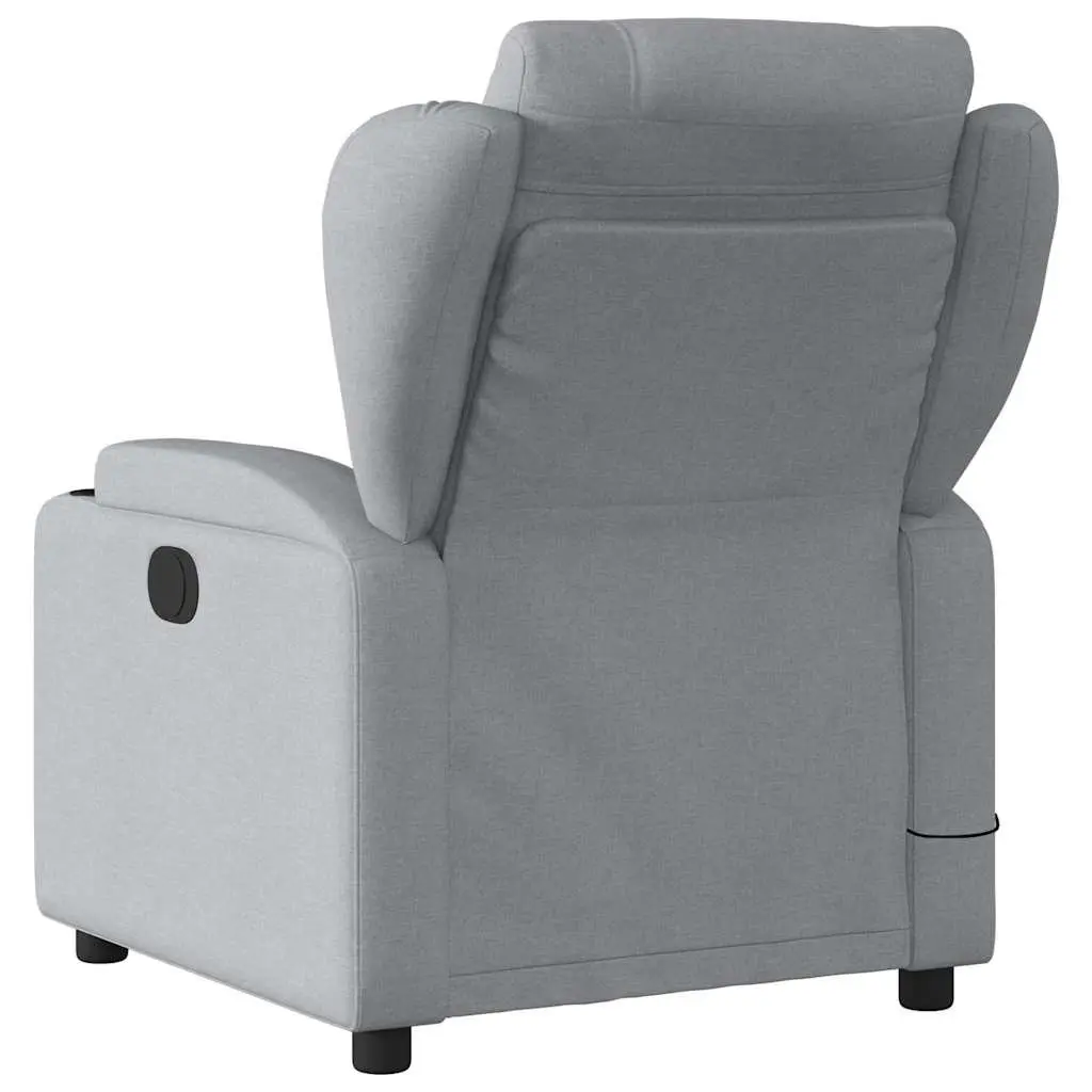 Massage Recliner Chair Grey Fabric Manual Recline Vibration Armchair