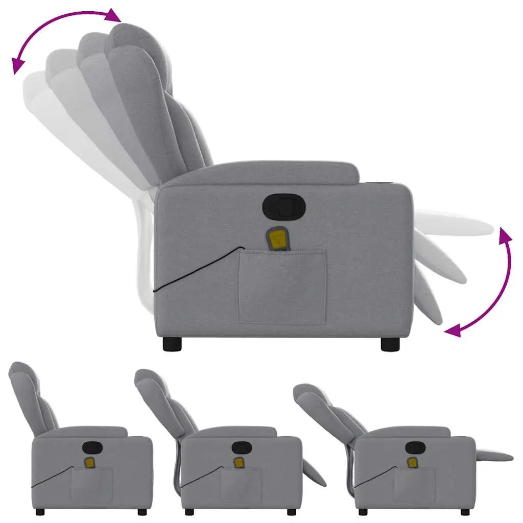 Massage Recliner Chair Grey Fabric Manual Recline Vibration Armchair
