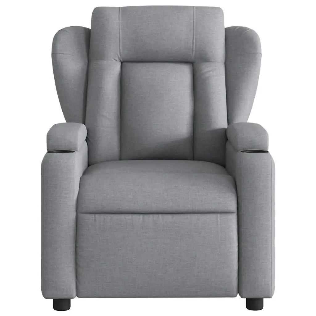Massage Recliner Chair Grey Fabric Manual Recline Vibration Armchair