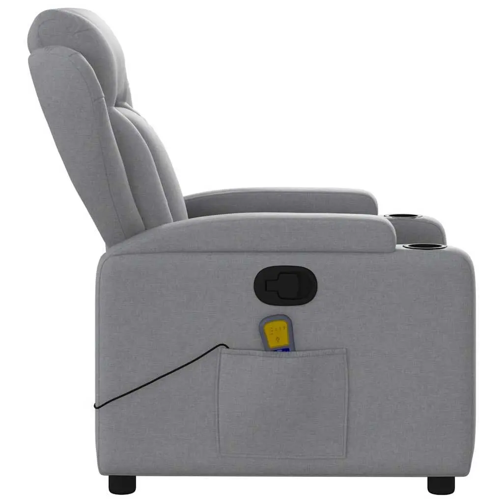 Massage Recliner Chair Grey Fabric Manual Recline Vibration Armchair