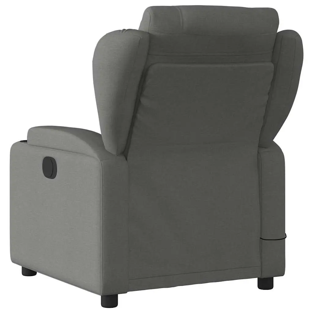 Massage Recliner Chair Grey Fabric Manual Reclining 135 Degrees with Vibration 6 Massage Points