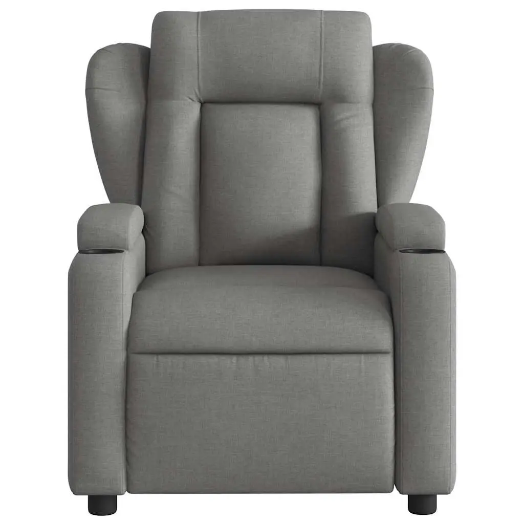 Massage Recliner Chair Grey Fabric Manual Reclining 135 Degrees with Vibration 6 Massage Points