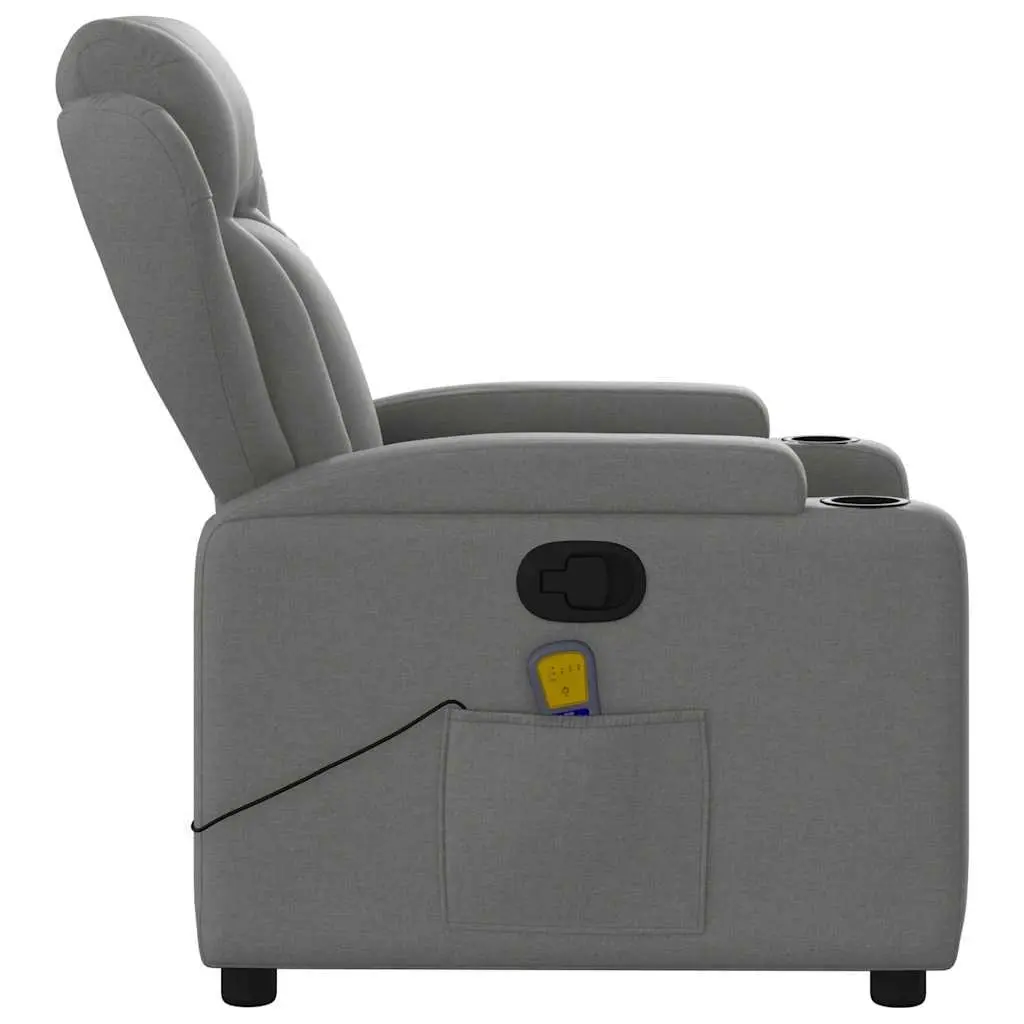 Massage Recliner Chair Grey Fabric Manual Reclining 135 Degrees with Vibration 6 Massage Points