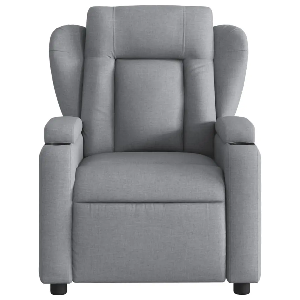 Electric Recliner Chair Light Grey Fabric 135 Degrees Auto Adjustment