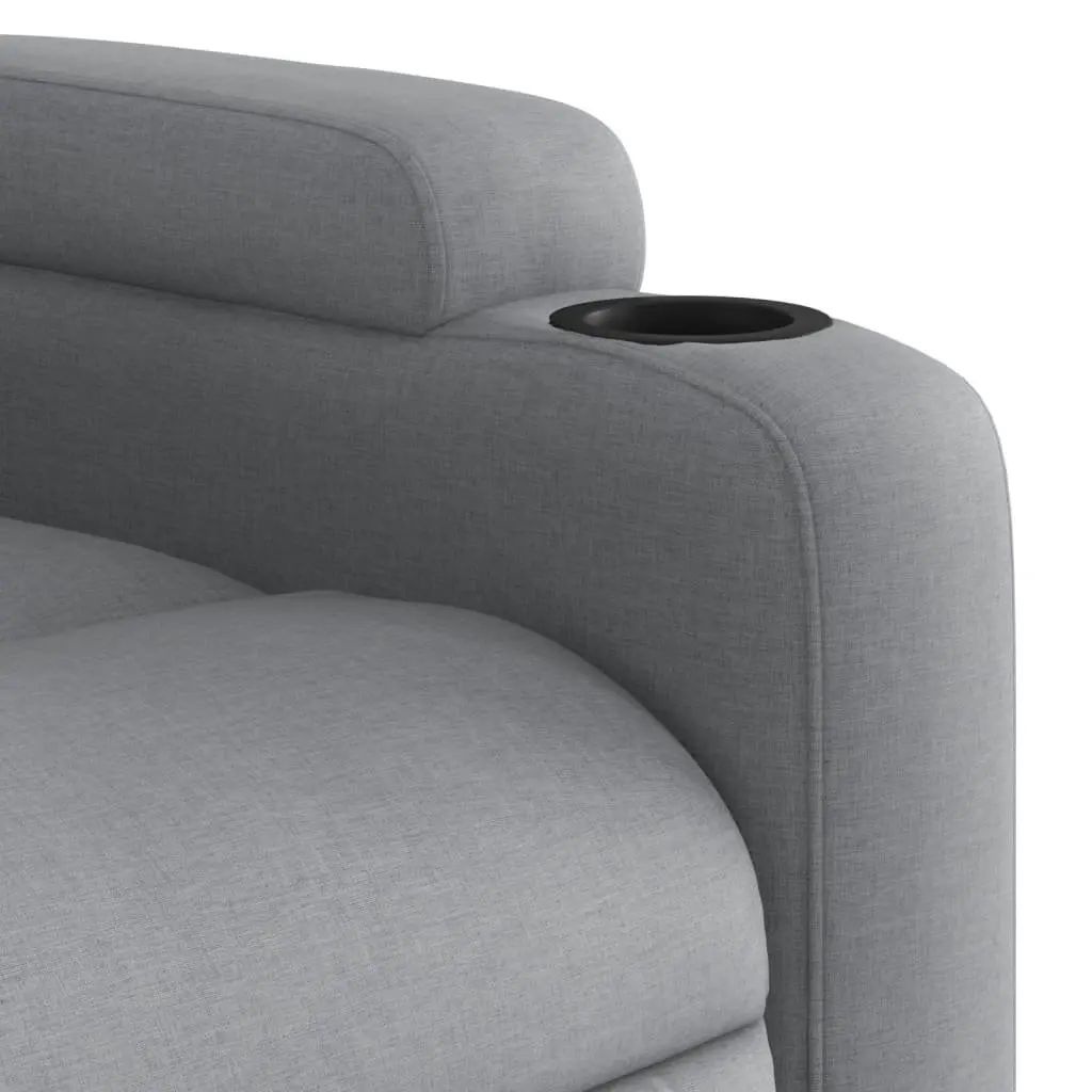 Electric Recliner Chair Light Grey Fabric 135 Degrees Auto Adjustment