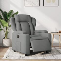 Electric Recliner Chair Dark Grey Fabric Armchair Lounge Seat Padded Footrest