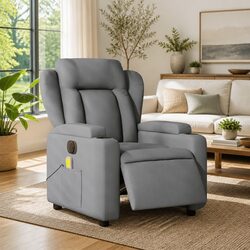 Grey Fabric Electric Massage Recliner Chair with Adjustable Footrest
