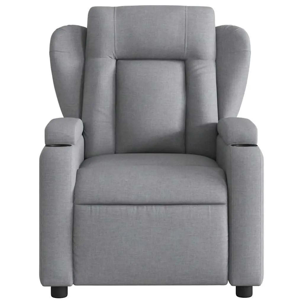 Electric Recliner Chair Grey Fabric Adjustable Backrest and Footrest Motorised Massage Function