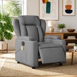 Electric Massage Recliner Chair in Grey Fabric