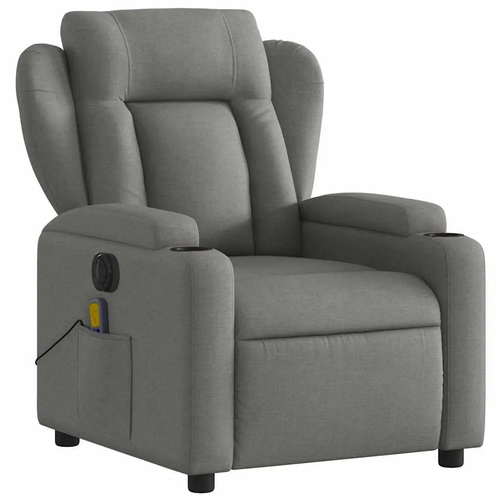 Electric Massage Recliner Chair Grey Fabric 135 Degrees Adjustable with Footrest
