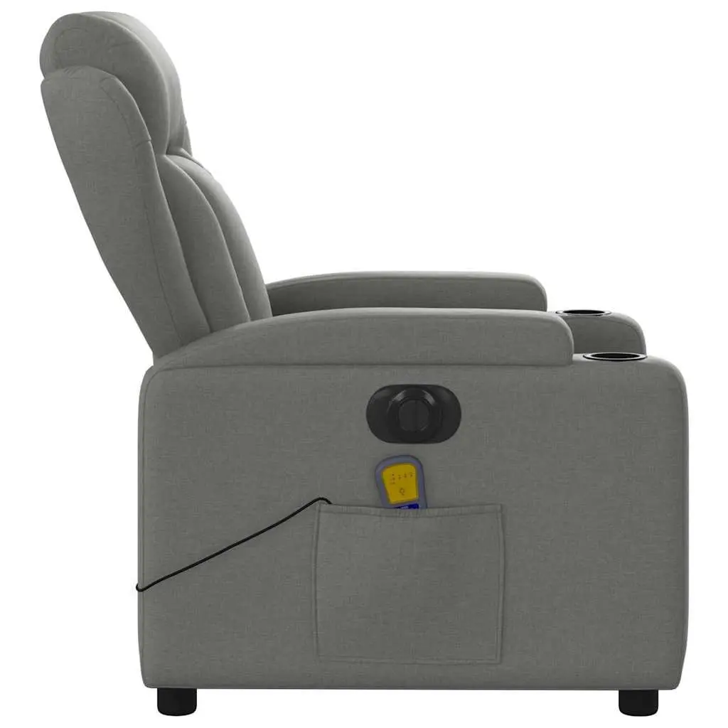 Electric Massage Recliner Chair Grey Fabric 135 Degrees Adjustable with Footrest
