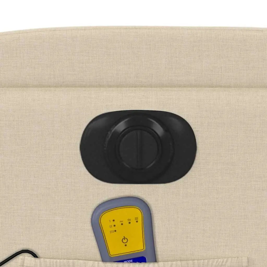 Electric Massage Recliner Chair Cream Fabric Adjustable Armchair