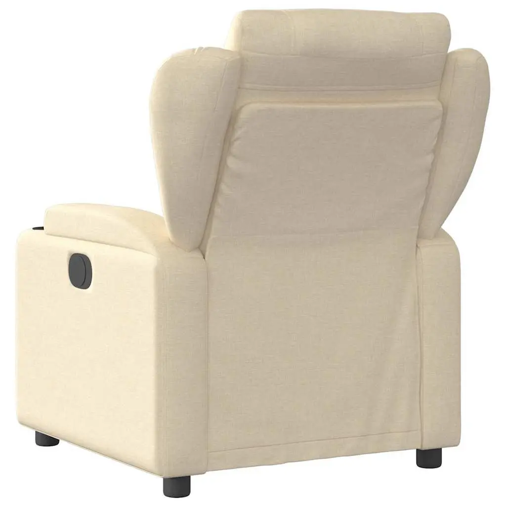 Electric Massage Recliner Chair Cream Fabric Adjustable Armchair