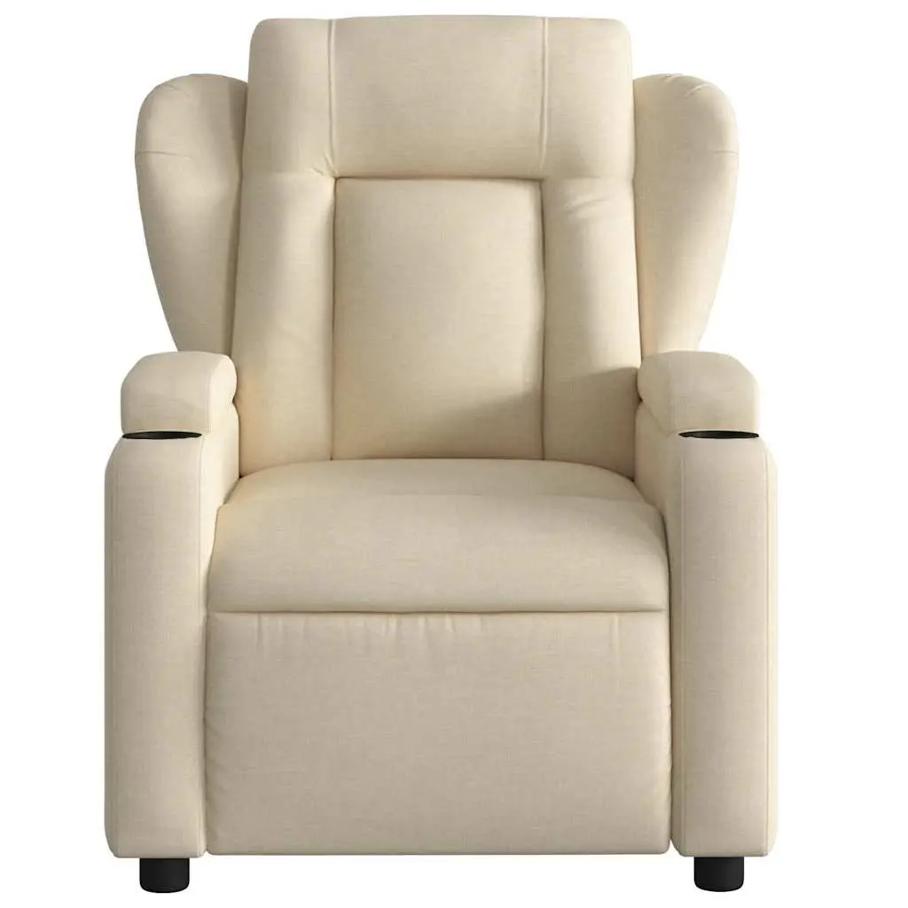 Electric Massage Recliner Chair Cream Fabric Adjustable Armchair