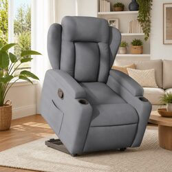 Grey Fabric Electric Power Lift Recliner Chair
