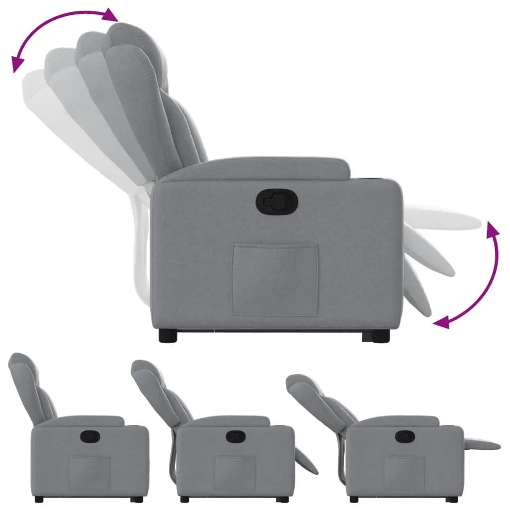 Stand Up Recliner Chair Grey Fabric Electric Power Lift Armchair