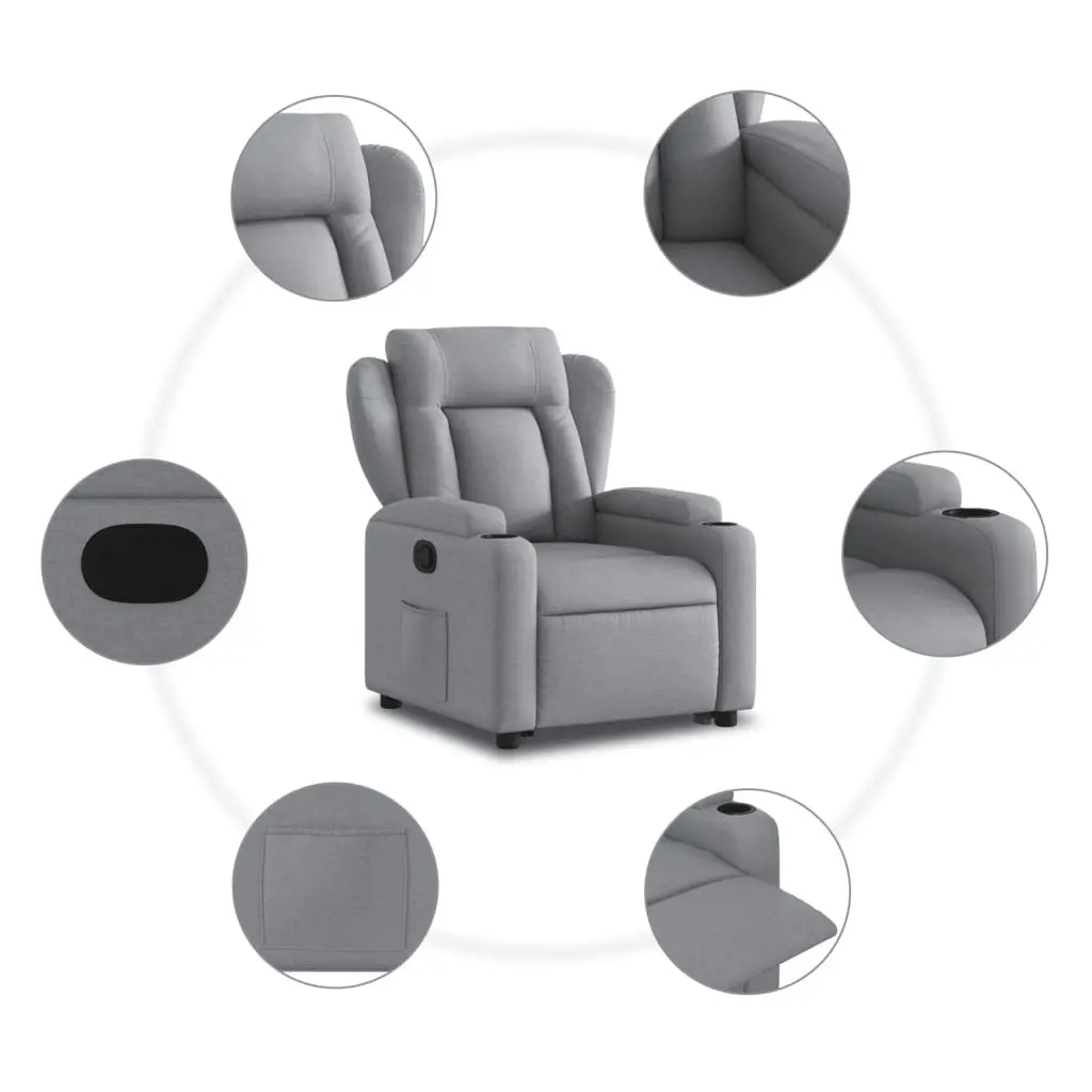 Stand Up Recliner Chair Grey Fabric Electric Power Lift Armchair