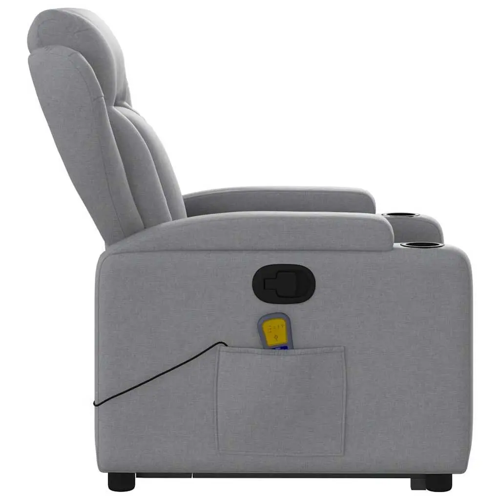 Electric Recliner Chair Massage Function Grey Fabric Power Lift Stand Up Armchair