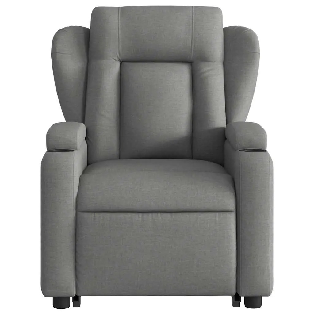 Stand Up Massage Recliner Chair Grey Fabric Power Lift Manual Recline Armchair