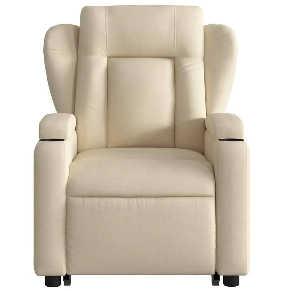 Electric Massage Recliner Chair Cream Power Lift for Elderly with Manual Recline and Vibration Massage