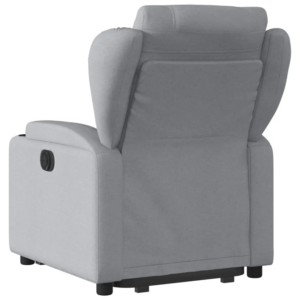 Electric Recliner Chair Grey Fabric Power Lift Armchair