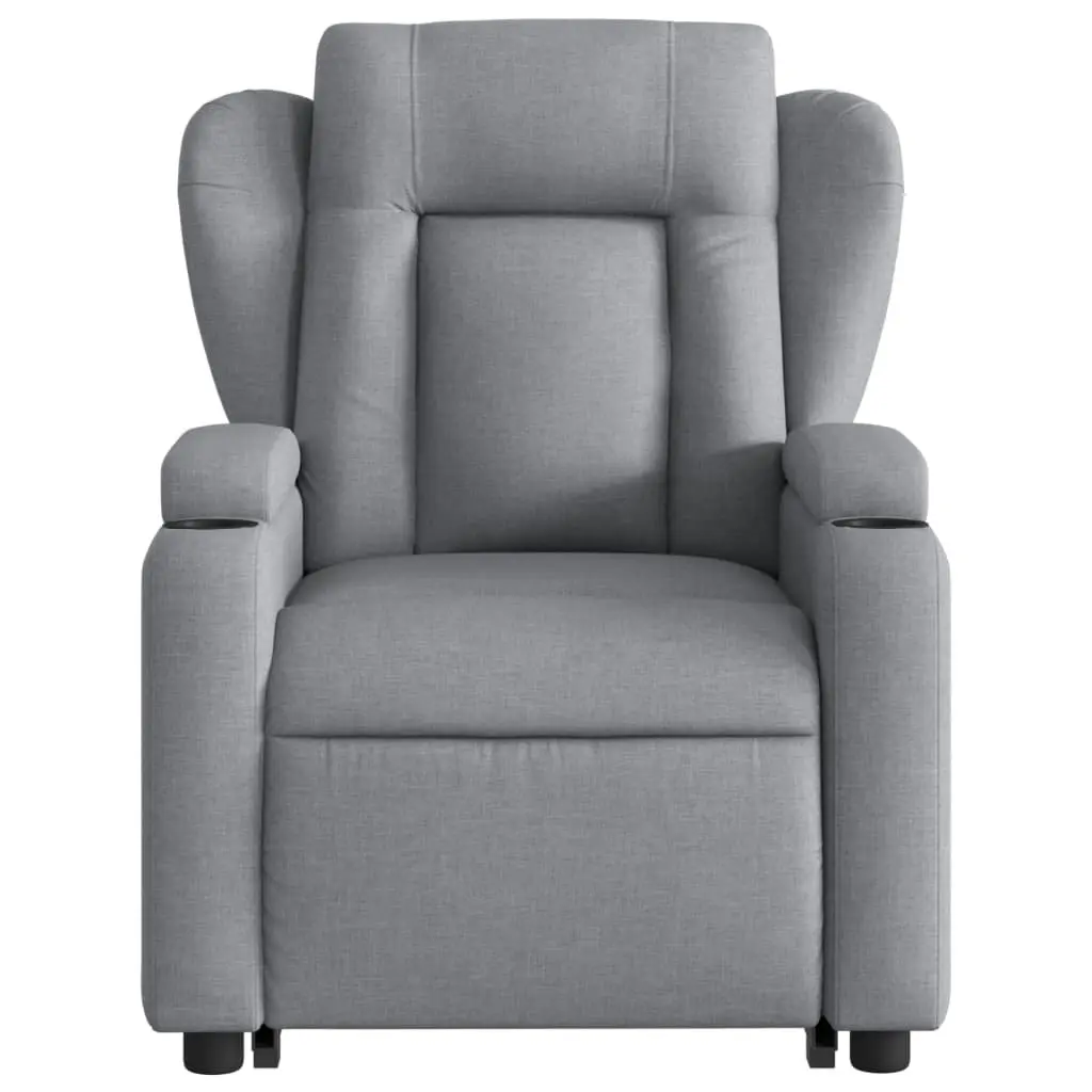 Electric Recliner Chair Grey Fabric Power Lift Armchair