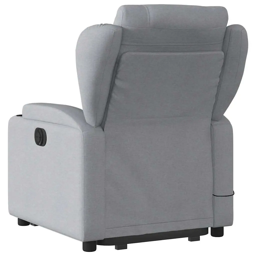 Power Lift Electric Massage Recliner Chair Grey Fabric Vibration Therapy