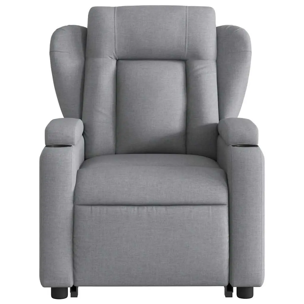 Power Lift Electric Massage Recliner Chair Grey Fabric Vibration Therapy