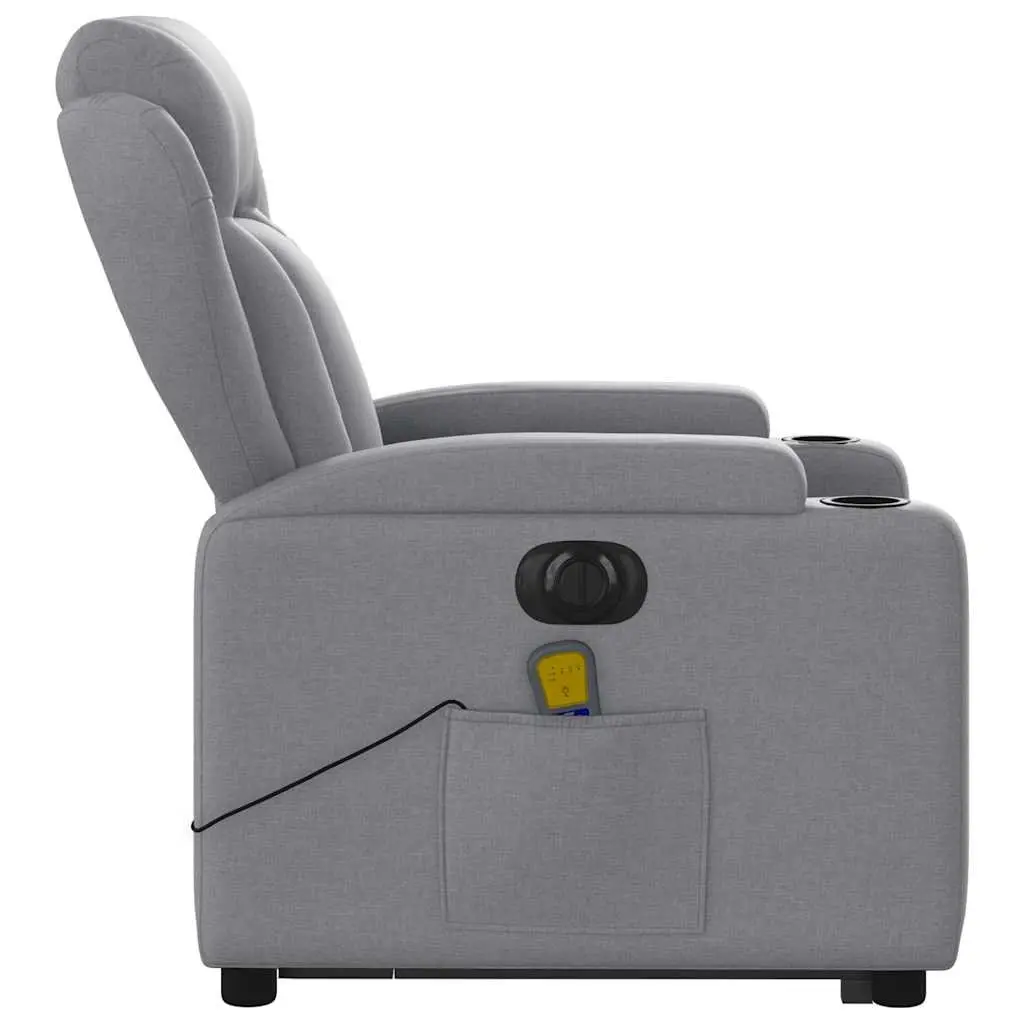 Power Lift Electric Massage Recliner Chair Grey Fabric Vibration Therapy